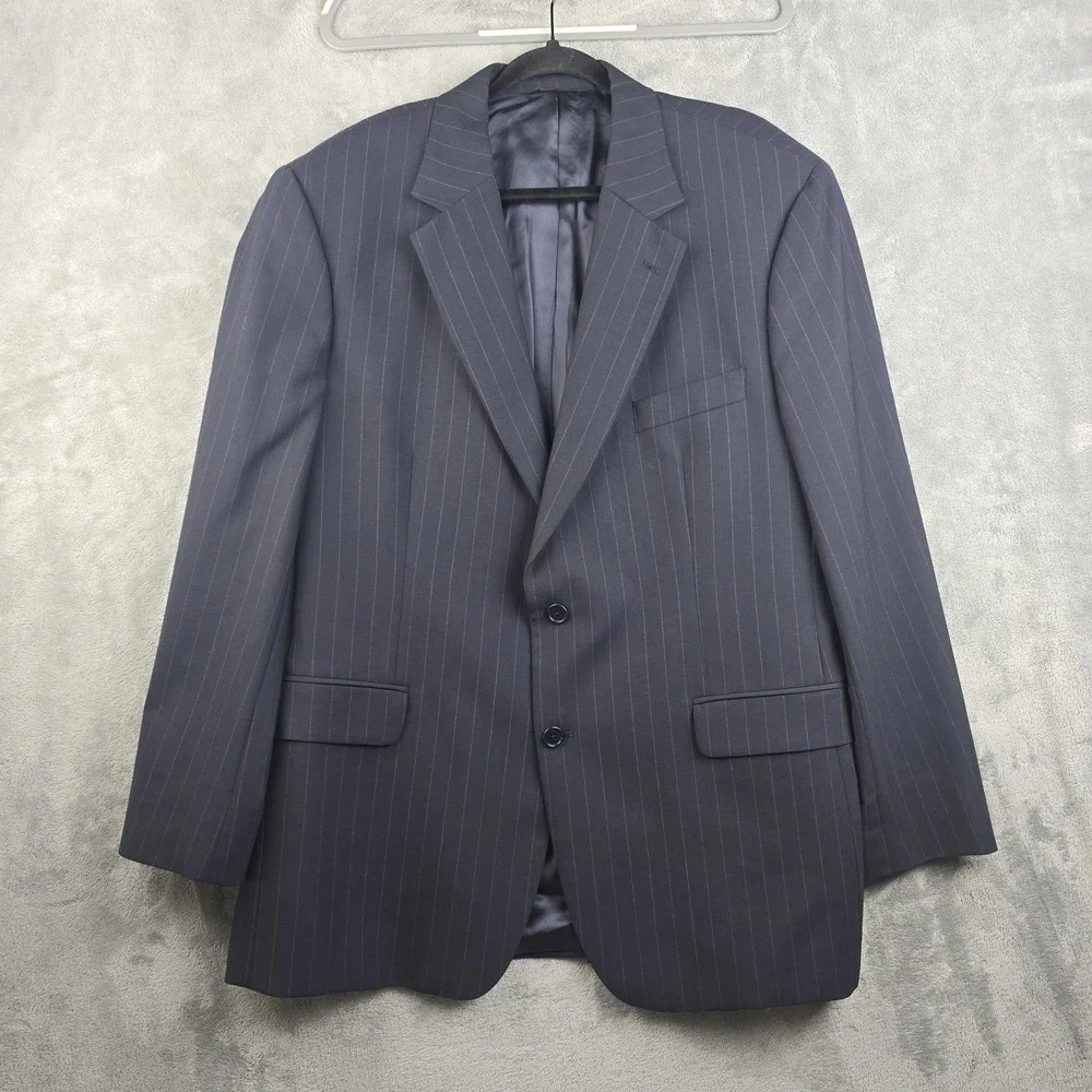 Brooks Brothers 346 Stretch Suit Mens 45R 38x31 Dark Gray Pinstripe Wool Vintage